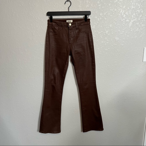L'AGENCE Selma Coated Baby Bootcut Jeans High Rise Dark Mocha sz 26 - Picture 2 of 12